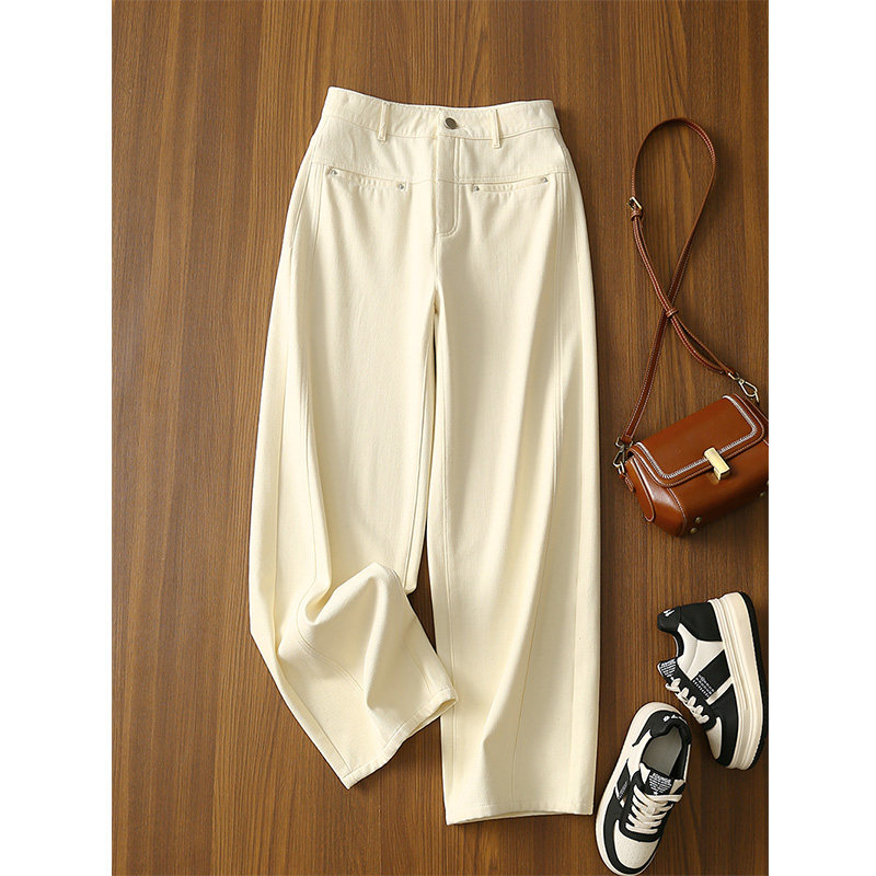 【折】 现货！梨形天菜！磨毛加厚莱赛尔+棉高腰阔腿牛仔裤女秋冬,淘宝优惠券,粉丝福利购,淘宝优惠卷