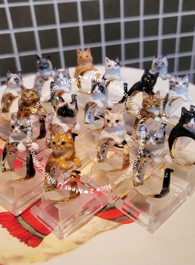 猫咪戒指黄铜镀真金可爱