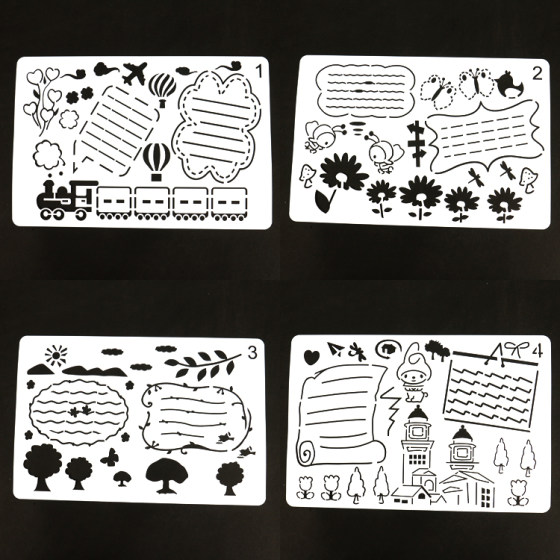 Kindergarten Growth Manual Cartoon Painting Template Small A4 Typesetting-Free Baby Photo Album Student Handwritten Newspaper Drawing Ruler