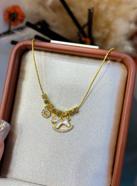 铜镀金复古时尚高碳钻鸢尾花项链高级百搭朋克欧美锁骨链