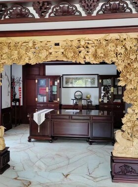 东阳木雕手工定制大型浮雕背景墙玄关客厅迎宾墙中式装修新款挂画