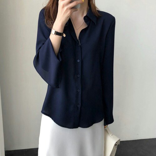 清仓秒杀品牌折扣店专柜女装气质雪纺衬衫女长袖韩版很仙的上衣潮 - 图3