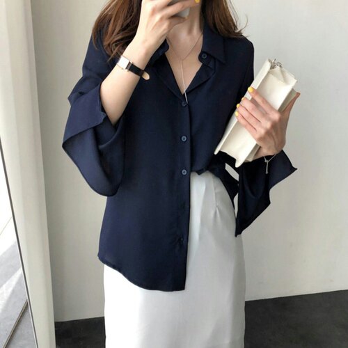 清仓秒杀品牌折扣店专柜女装气质雪纺衬衫女长袖韩版很仙的上衣潮 - 图2