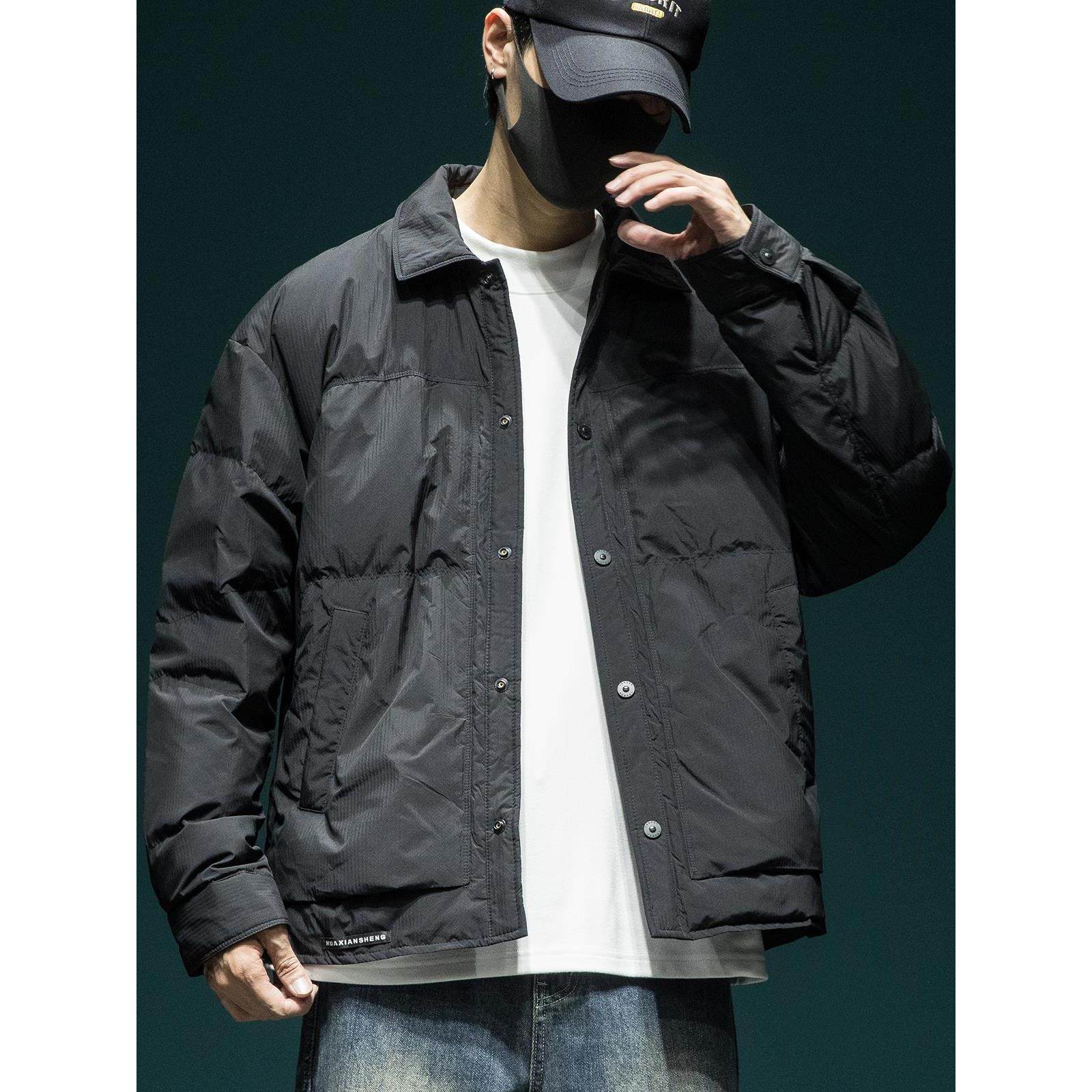 设计感绗缝衬衫领轻薄羽绒服男宽松大码冬季新款90白鸭绒保暖外套,淘宝优惠券,粉丝福利购,淘宝优惠卷