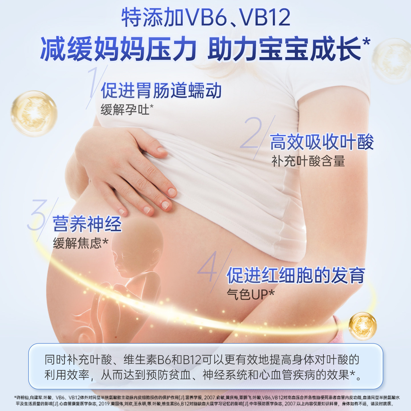 德国双心活性叶酸DHA备孕期专用叶酸孕妇黄金素片备孕复合维生素