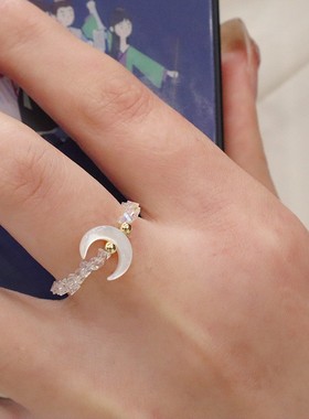 法式叠戴天然迷你小淡水珍珠戒指