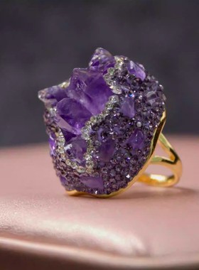 原矿紫晶碧玺新款设计感天然项链