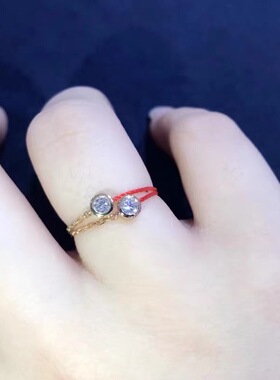 法国巴黎red泡泡钻单钻红绳转运本命年月老戒指百搭别致戒子女潮
