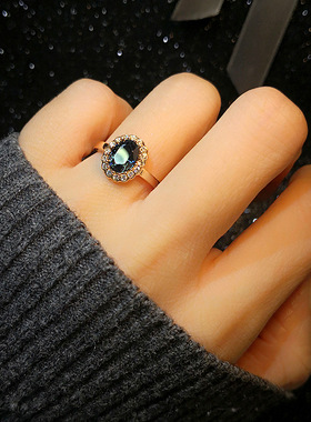 椭圆小鸽子蛋彩指环镀18K金戒指