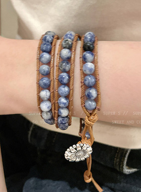 波西米亚民族风绿松石编织手链