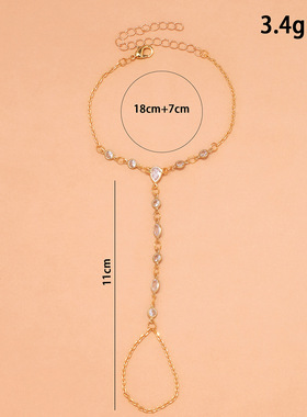 跨境新款希腊连指手链简约女饰品ins风链条金色水钻手链Bracelet