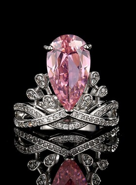 帕拉伊巴水滴粉色宝石戒指活口