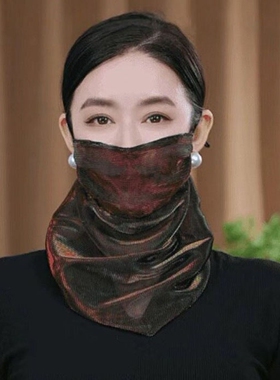 夏季防晒面纱口罩一体透气围脖