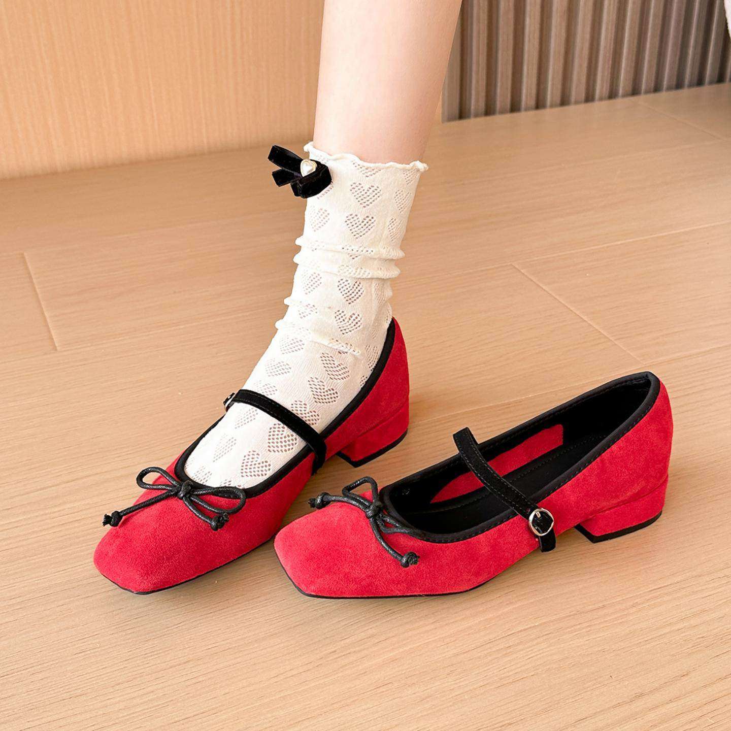 真皮版～法式复古一字扣带玛丽珍鞋女粗跟方头通勤工作高跟鞋单鞋,淘宝优惠券,粉丝福利购,淘宝优惠卷