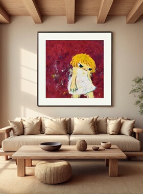 日本潮流艺术家六角彩子限量版画网红装饰画《女孩》带框装裱