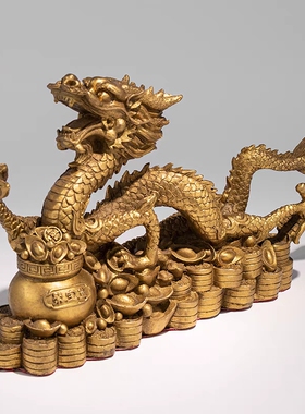 铜龙摆件纯铜聚宝盆龙祥云龙葫芦龙生肖龙家居办公室装饰工艺礼品