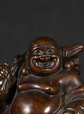 紫铜弥勒佛菩萨大肚佛开心笑佛招财摆件家居供奉公司开业乔迁礼品