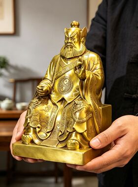 黄铜张天师摆件清净气场安神稳宅中式家居玄关客厅室禅意软装摆件
