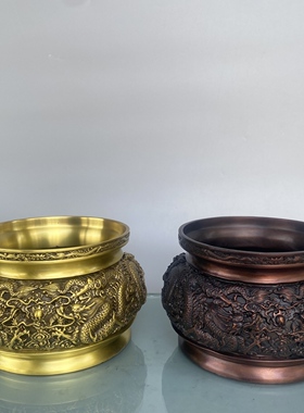 纯黄铜香炉九龙摆件家用室内佛堂薰炉寺庙客厅大号双龙工艺品