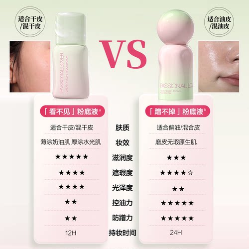 pl蹭不掉粉底液4.0油皮控油遮瑕持久不脱妆恋火看不见粉底3.0正品 - 图1