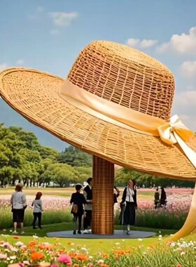 巨型草帽大帽子户外大型藤编巨型草帽景观花海大草帽公园巨型草帽