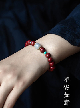 朱砂手链天然和田玉原矿紫金砂女手串抖音直播档礼品