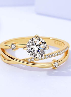 独特设计欧美风莫桑石纯银戒指