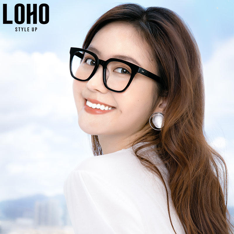 loho韩版透明灰大框素颜网红护目镜 loho眼镜生活定制成品光学镜