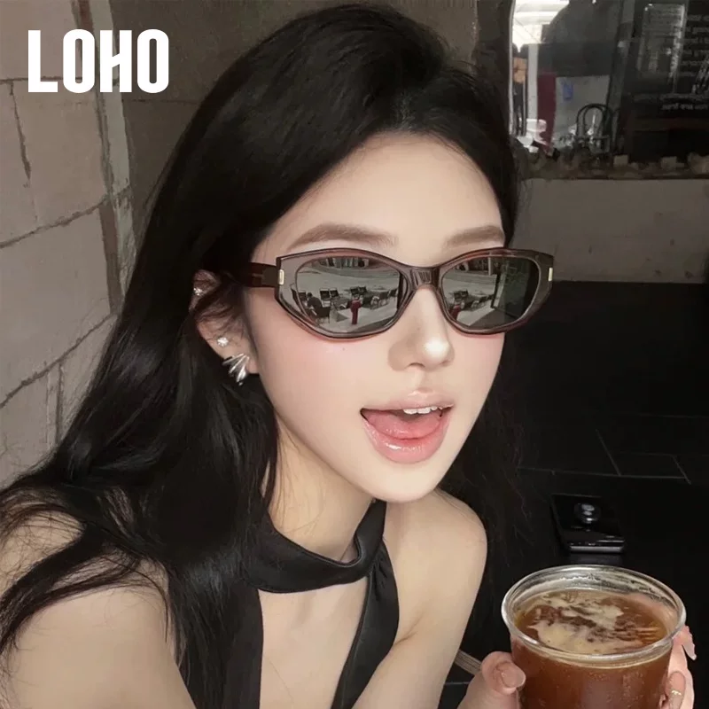[Coco Mirror] LOHO ретро кошачий глаз солнцезащитные очки для мужчин и женщин, солнцезащита UV поляризованные очки 2026 узкая оправa