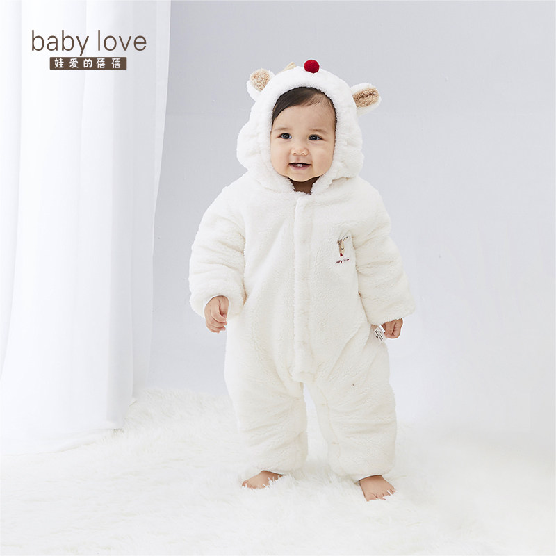 babylove加厚新生儿连帽抱衣外出服 babylove连身衣/爬服/哈衣