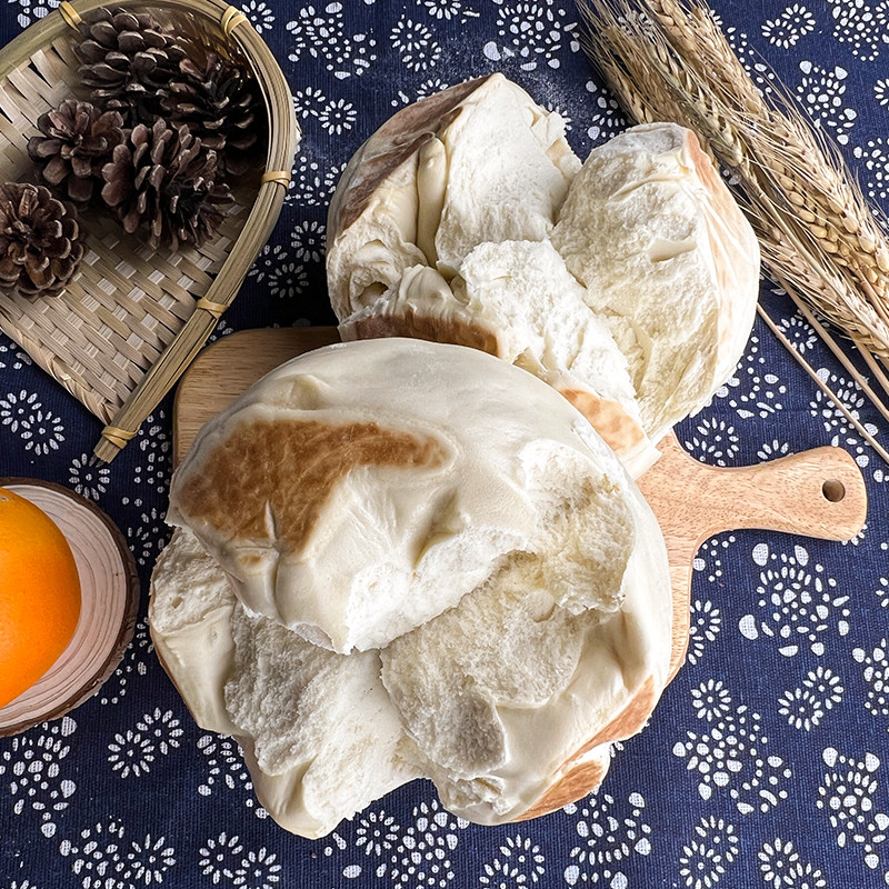 山东王哥庄手工铁锅奶香开花大馒头青岛老面加蛋加奶馍馍早餐即食