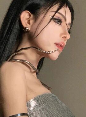 黑暗土酷蛇形项链开口调节造型设计感项圈女欧美辣妹浮夸可头饰