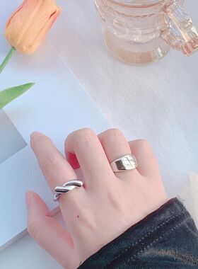 韩版几何交叉开口戒指女食指环小众ins冷淡风 开口可调节