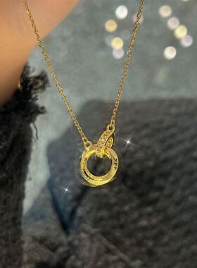 双环莫比乌斯环情侣项链女款轻奢小众情人节礼物