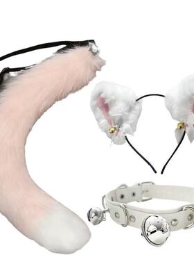 猫咪仿真兽耳毛绒头箍猫耳朵猫尾一整套cosplay发箍配饰狐狸套装