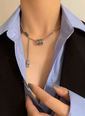 嘻哈项链酷女欧美ins街头潮人个性复古红小饰品吊坠链条锁骨