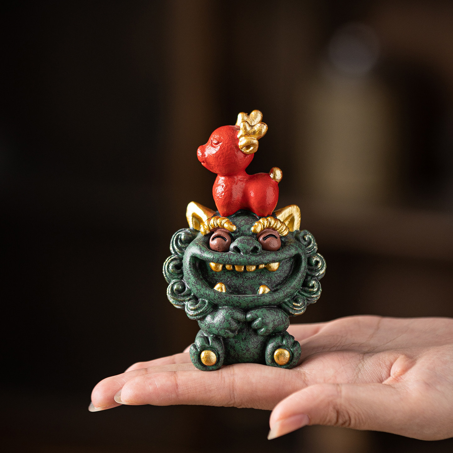 国潮指鹿为马招财桌面摆件家居装饰工艺品可爱风狮爷文创礼品盒装,淘宝优惠券,粉丝福利购,淘宝优惠卷