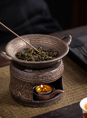创意粗陶烤茶炉焙茶叶香薰炉摆件