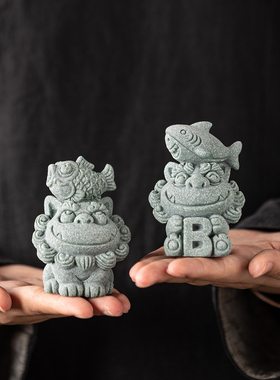 鲨B锦鲤茶室装饰品造景客厅看图