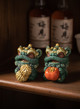 国潮醒狮好事花生线香插摆件礼物