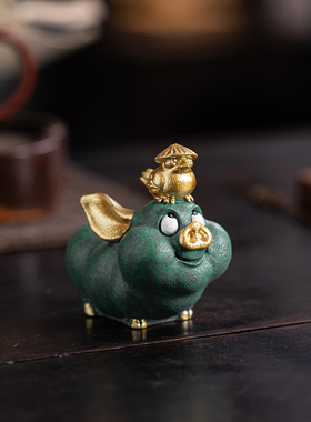 国潮诸事喜彩金手绘吉祥物摆件