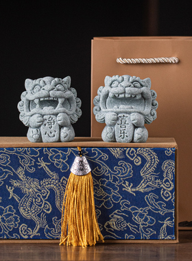 青砂石笔架笔搁可爱书房狮子摆件