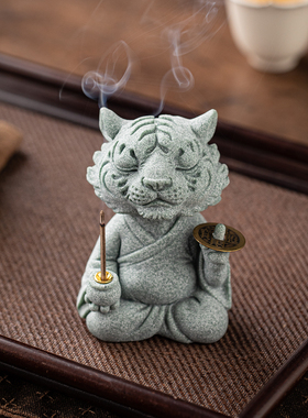 国潮猴子大师线香插香炉摆件装饰
