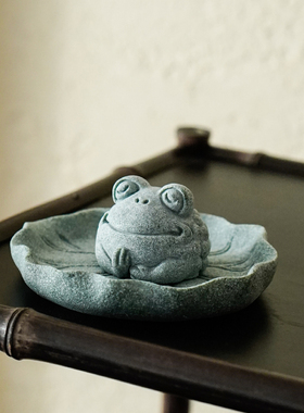 青砂石鱼缸造景可爱茶桌小金蟾