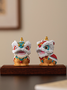 国潮佛山醒狮可旋转招财摆件装饰