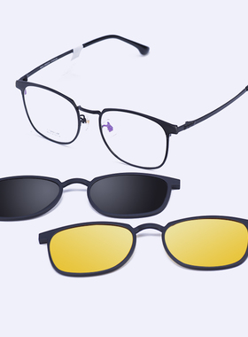 圆框近视纯钛偏光夹片太阳镜