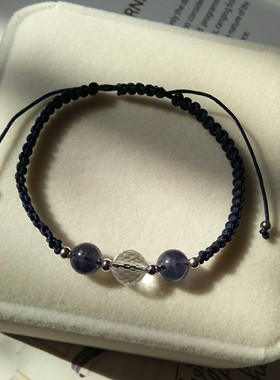 小众蓝白水晶坦桑石礼物手链串