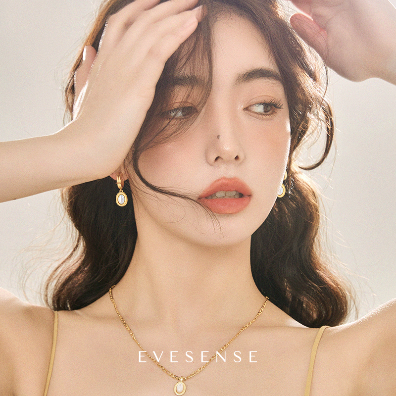 EVESENSE原创莫妮卡系列复古红玛瑙耳环贝母高级轻奢小众设计耳饰-图0