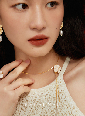 原创中古设计珐琅花卉项链