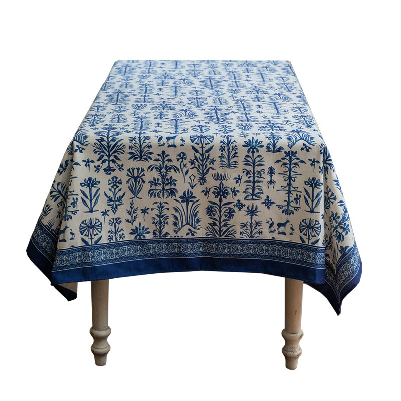 亚麻桌布防水台布新中式青花茶几台布轻奢高级感蓝色餐桌盖布盖巾,淘宝优惠券,粉丝福利购,淘宝优惠卷